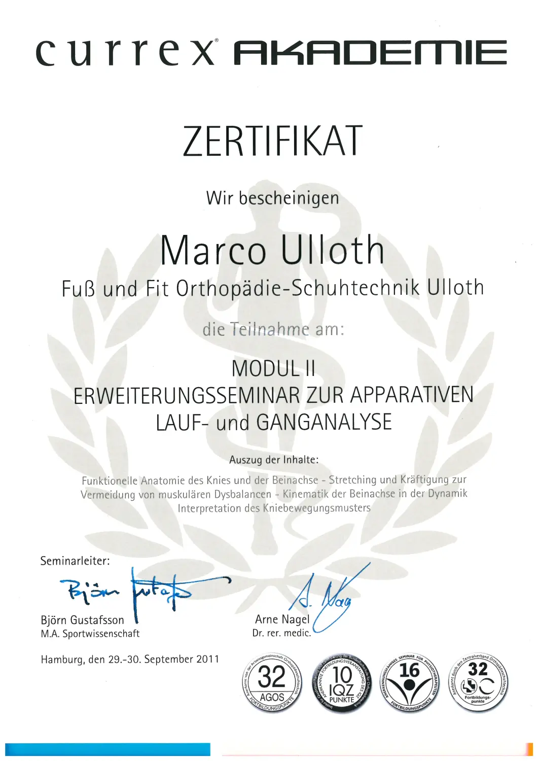 Zertifikat von Fuss&Fit